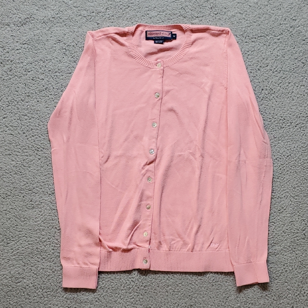 Vineyard Vines Women's Light Pink Button-Up Cardigan Size M